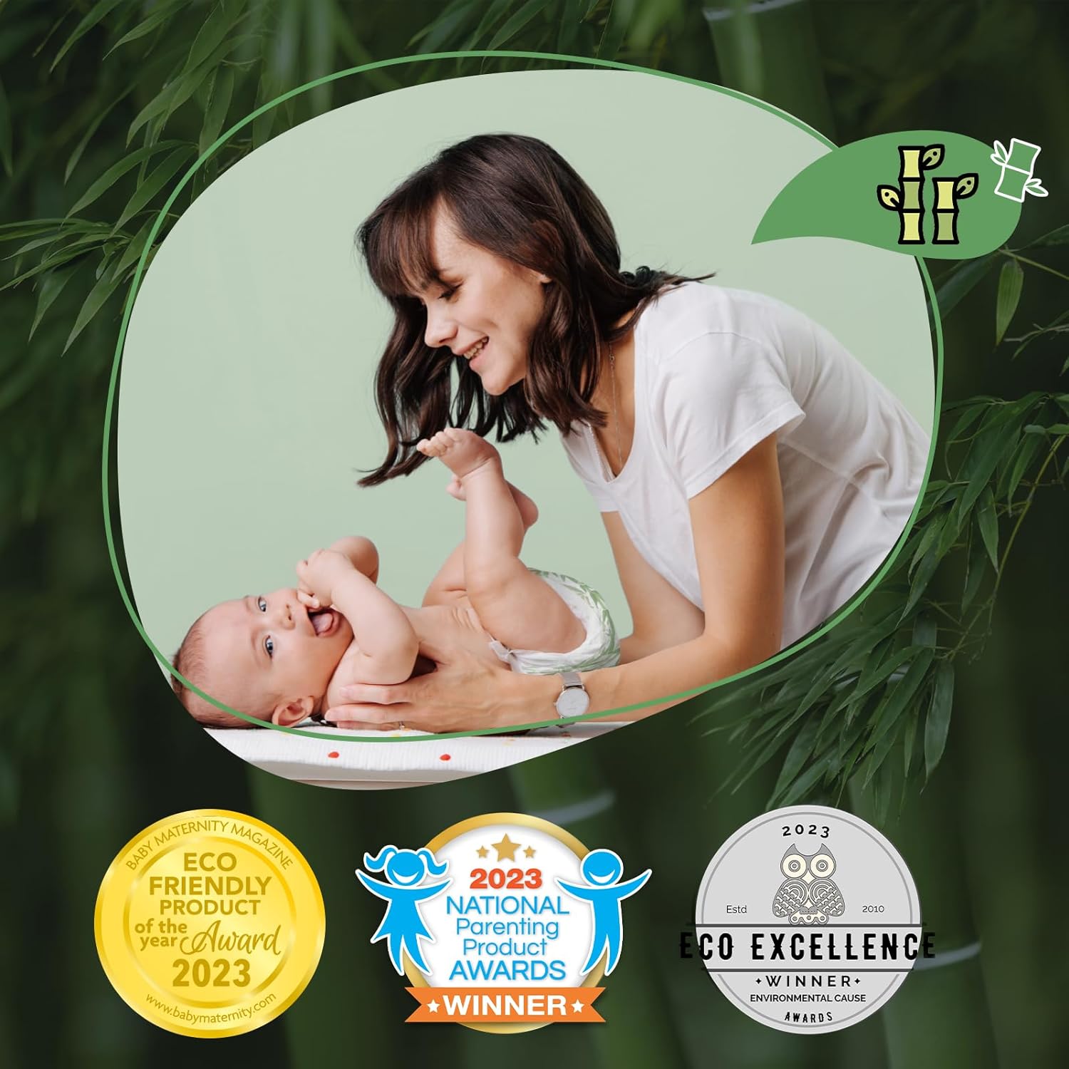 Momcozy Baby Diapers, Baby Diapers Natural Bamboo Diapers Hypoallergenic for Sensitive Skin, Absorbent Disposable Diapers, Soft Organic Diapers Size 5(52 Count) - Image 2